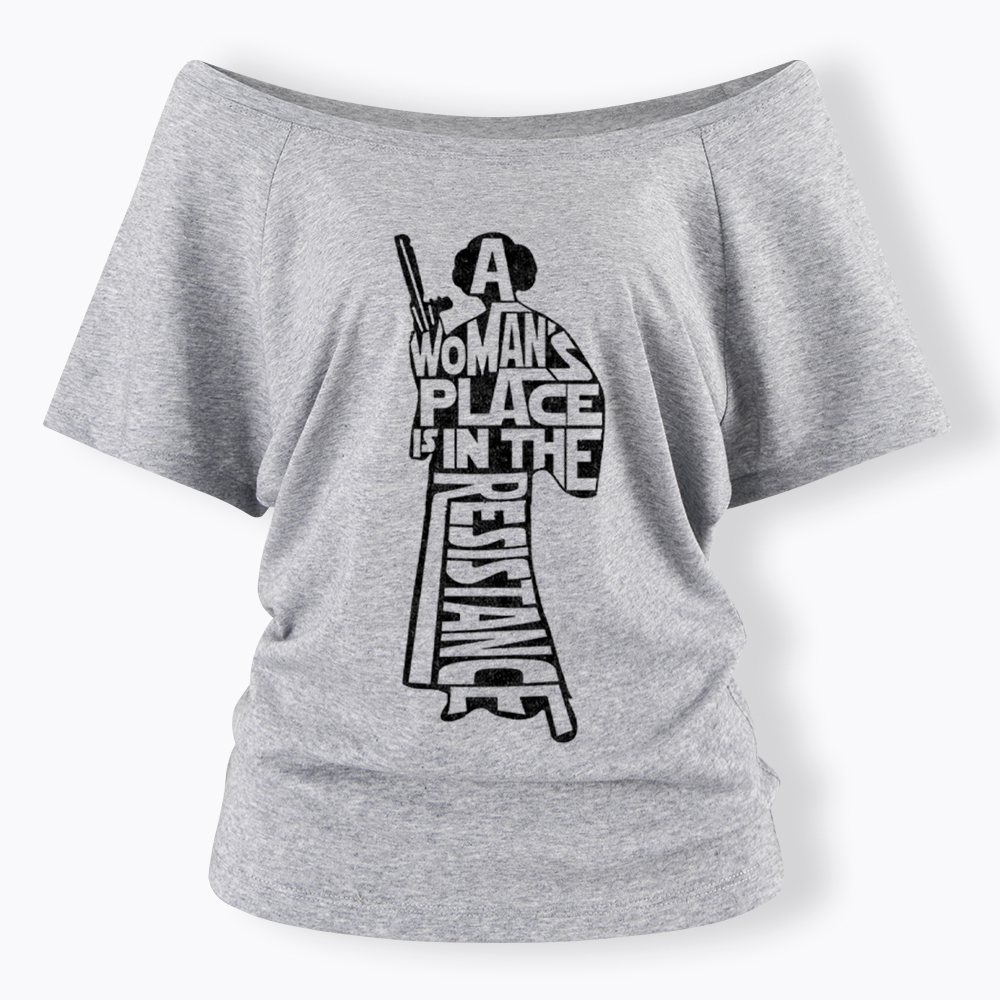 A Woman's Place is In The Resistance Off Shoulder T-Shirt