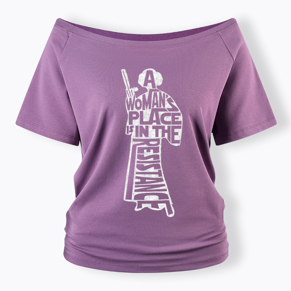 A Woman's Place is In The Resistance Off Shoulder T-Shirt