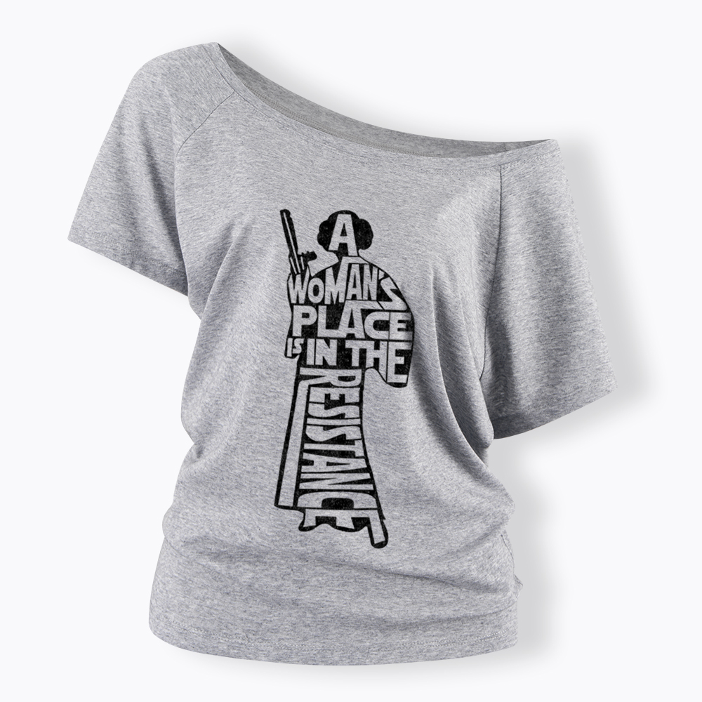 A Woman's Place is In The Resistance Off Shoulder T-Shirt