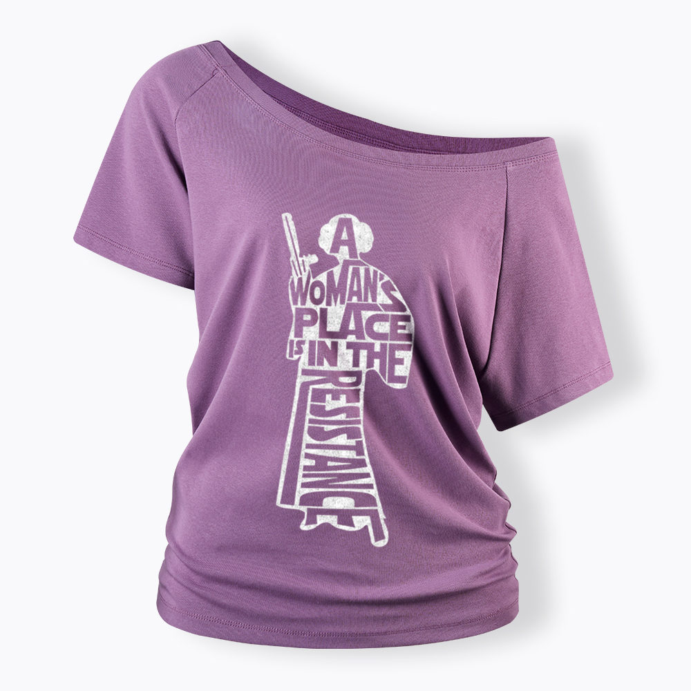 A Woman's Place is In The Resistance Off Shoulder T-Shirt