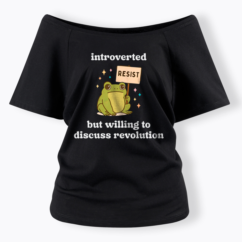Introverted Resistance Frog Off Shoulder T-Shirt