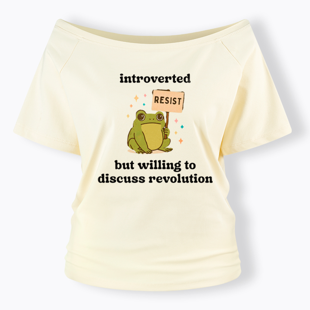 Introverted Resistance Frog Off Shoulder T-Shirt