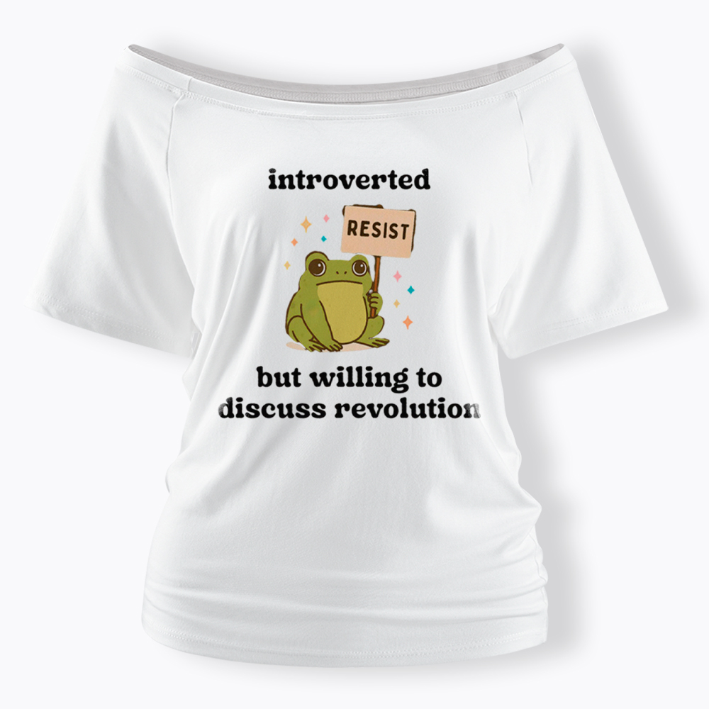 Introverted Resistance Frog Off Shoulder T-Shirt