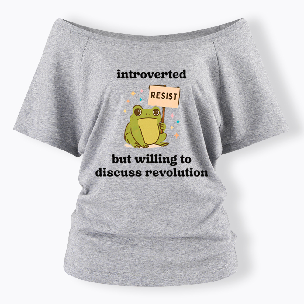 Introverted Resistance Frog Off Shoulder T-Shirt