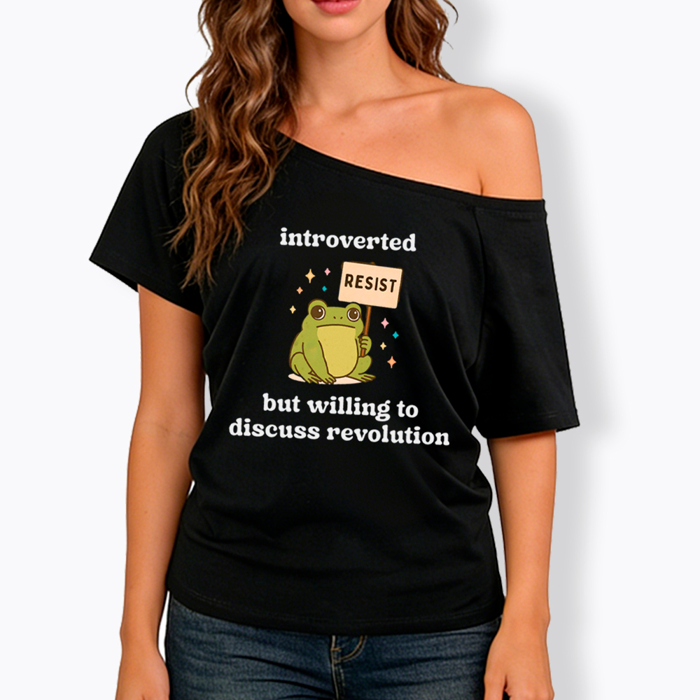 Introverted Resistance Frog Off Shoulder T-Shirt