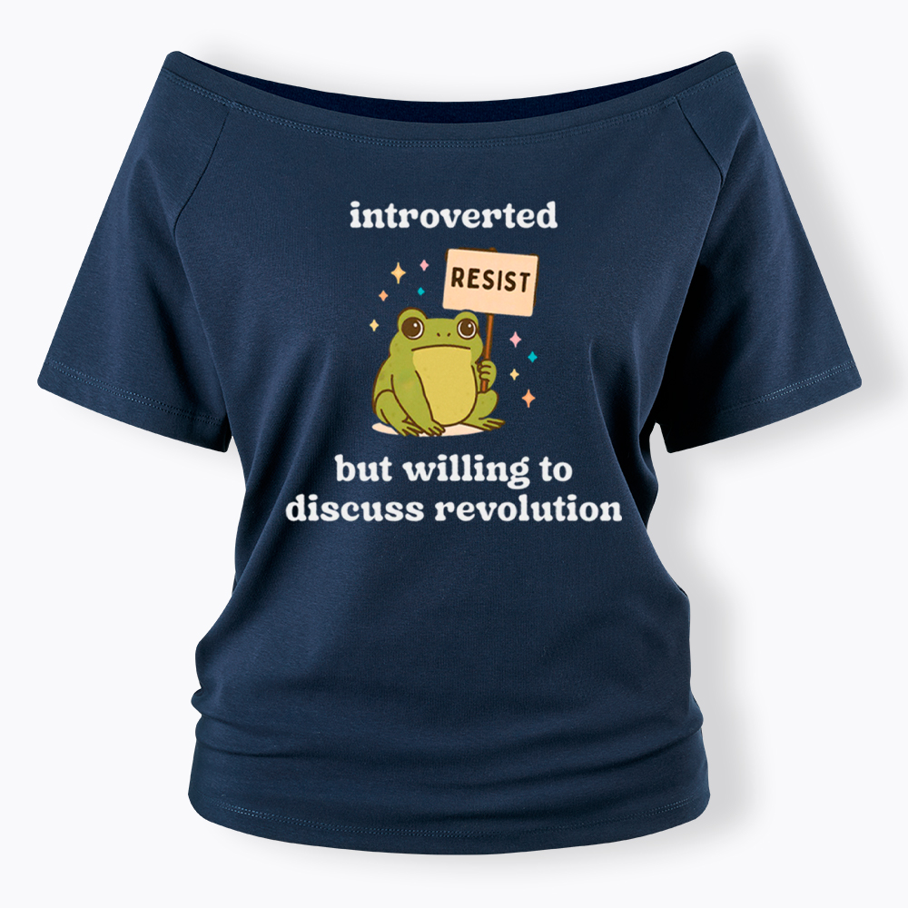 Introverted Resistance Frog Off Shoulder T-Shirt