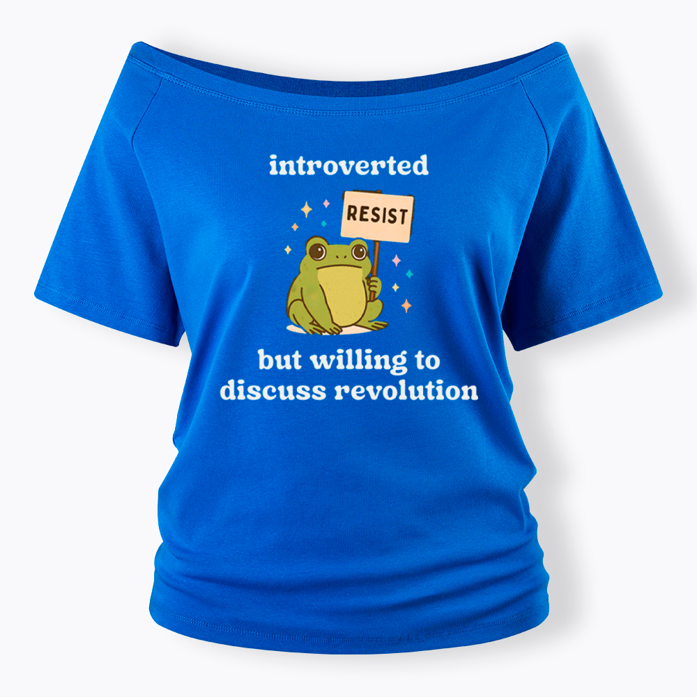 Introverted Resistance Frog Off Shoulder T-Shirt