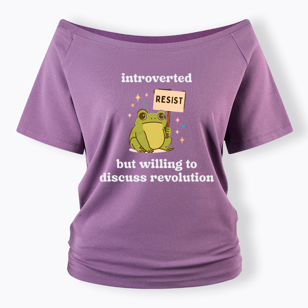 Introverted Resistance Frog Off Shoulder T-Shirt