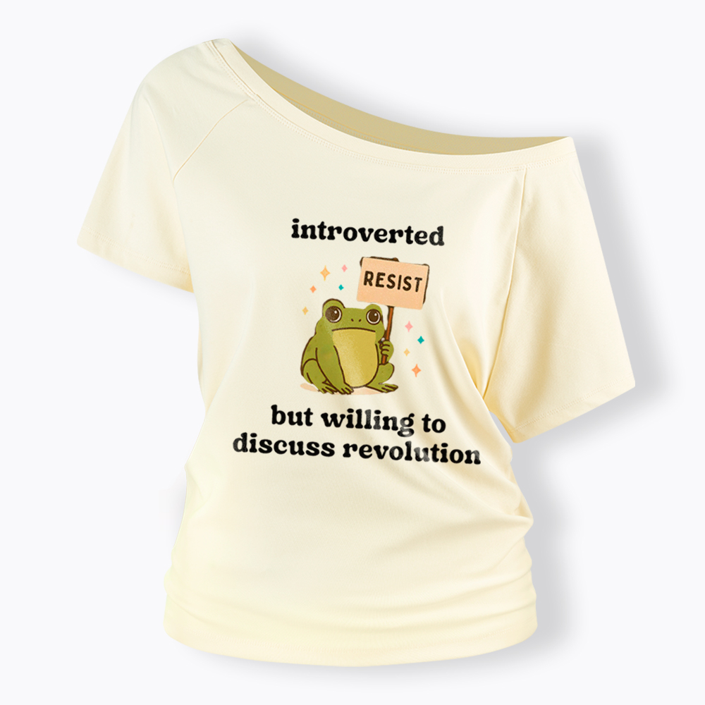 Introverted Resistance Frog Off Shoulder T-Shirt