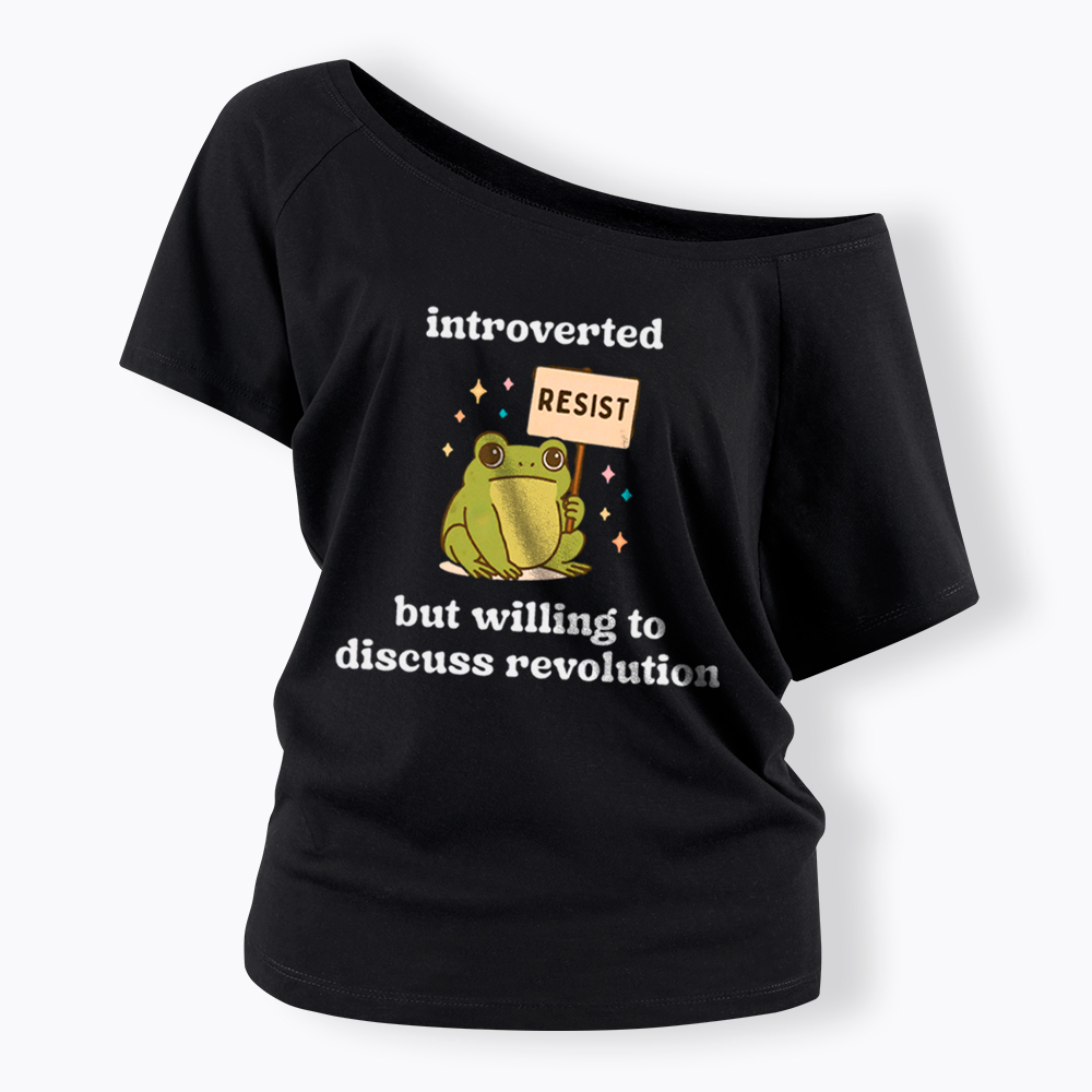 Introverted Resistance Frog Off Shoulder T-Shirt