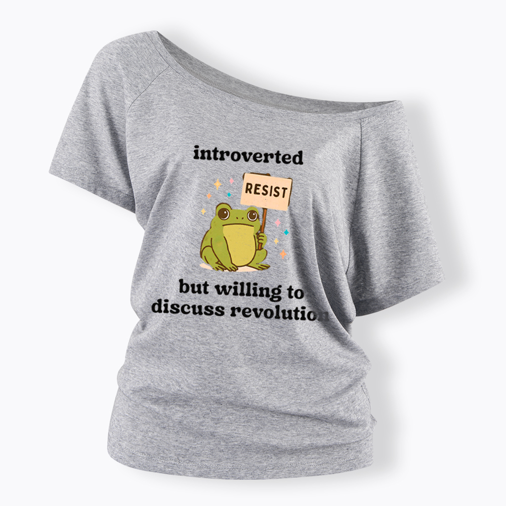 Introverted Resistance Frog Off Shoulder T-Shirt