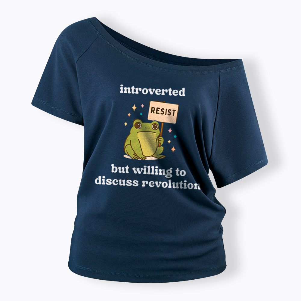 Introverted Resistance Frog Off Shoulder T-Shirt