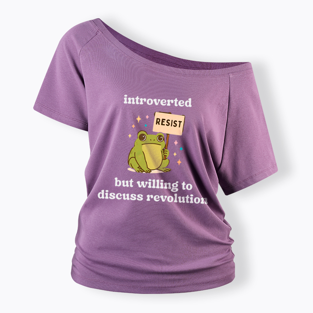 Introverted Resistance Frog Off Shoulder T-Shirt