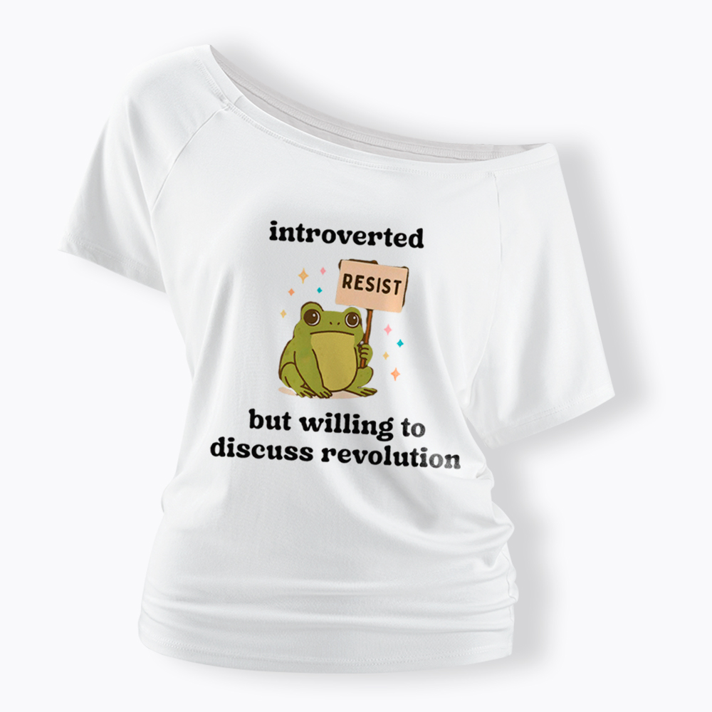 Introverted Resistance Frog Off Shoulder T-Shirt