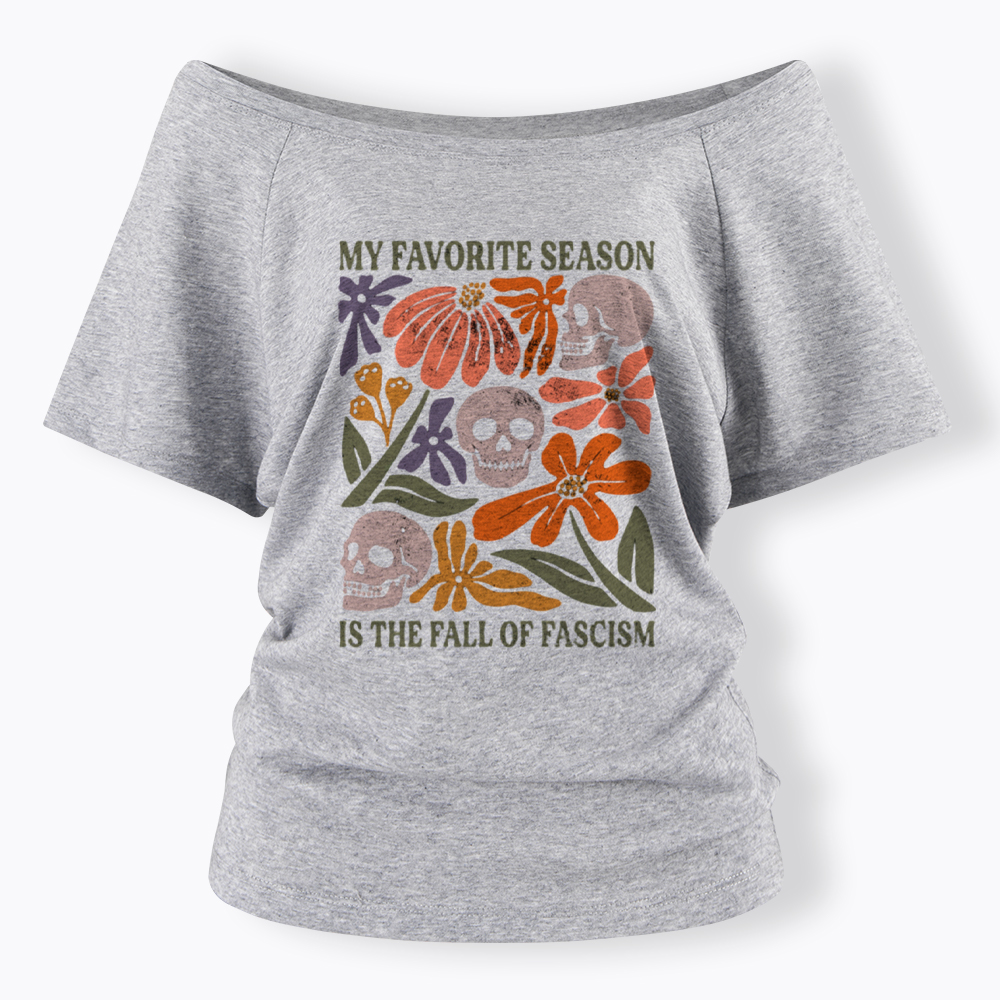 My Favorite Season Floral Skull Off Shoulder T-Shirt