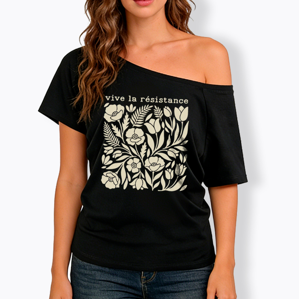 Stay Strong Floral Off Shoulder T-Shirt
