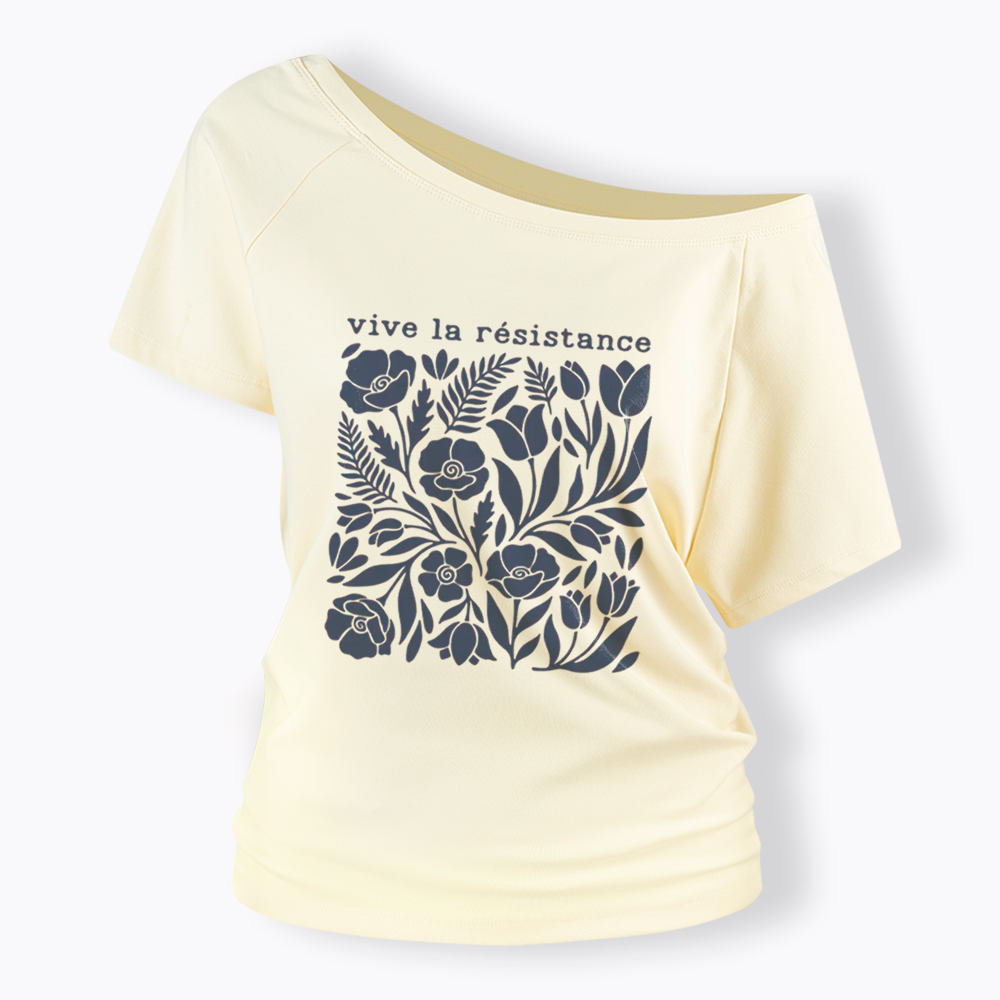 Stay Strong Floral Off Shoulder T-Shirt