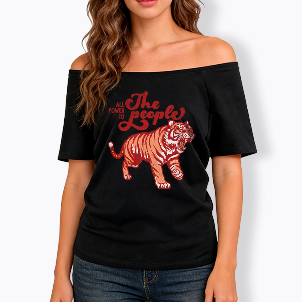 All Power To The People Off Shoulder T-Shirt