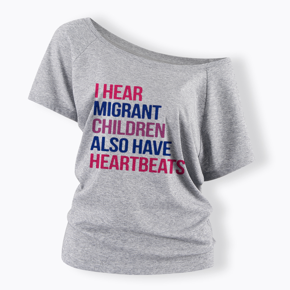 I Hear Migrant Children Also Have Heartbeats Off Shoulder T-Shirt