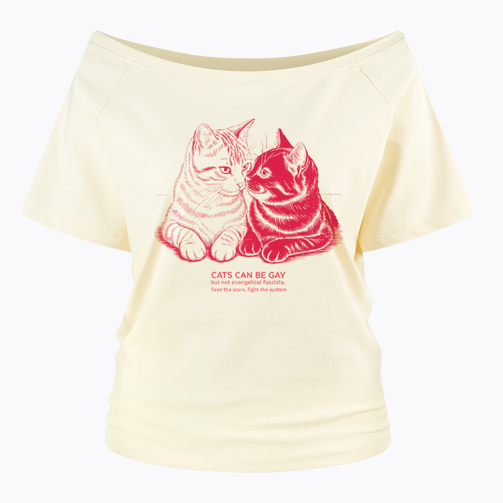 Cat Can Be Gay Off Shoulder T-Shirt