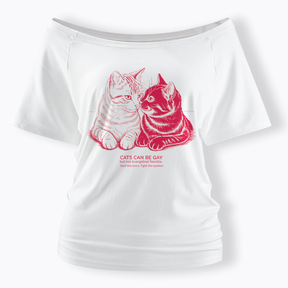 Cat Can Be Gay Off Shoulder T-Shirt