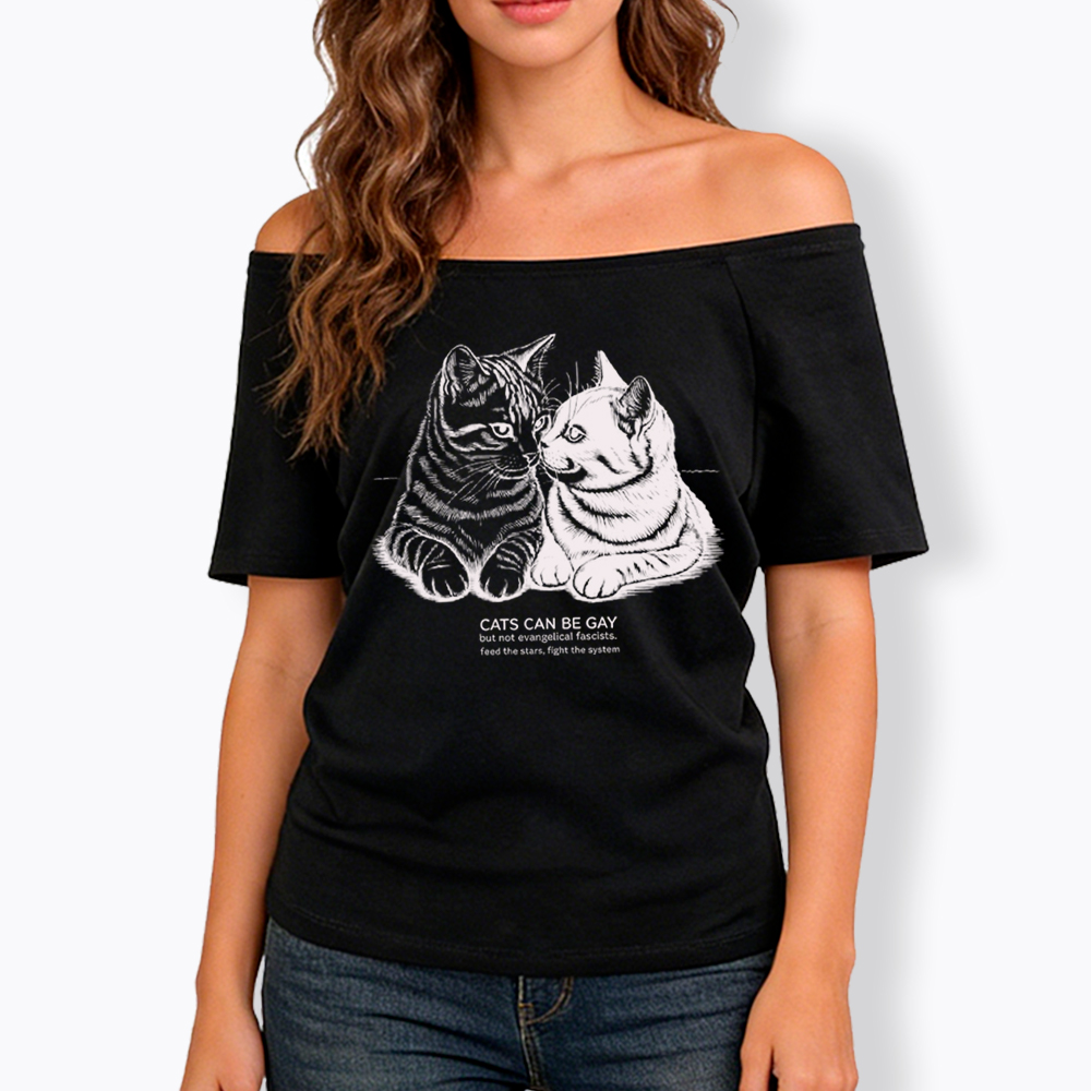Cat Can Be Gay Off Shoulder T-Shirt