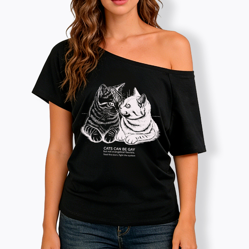 Cat Can Be Gay Off Shoulder T-Shirt