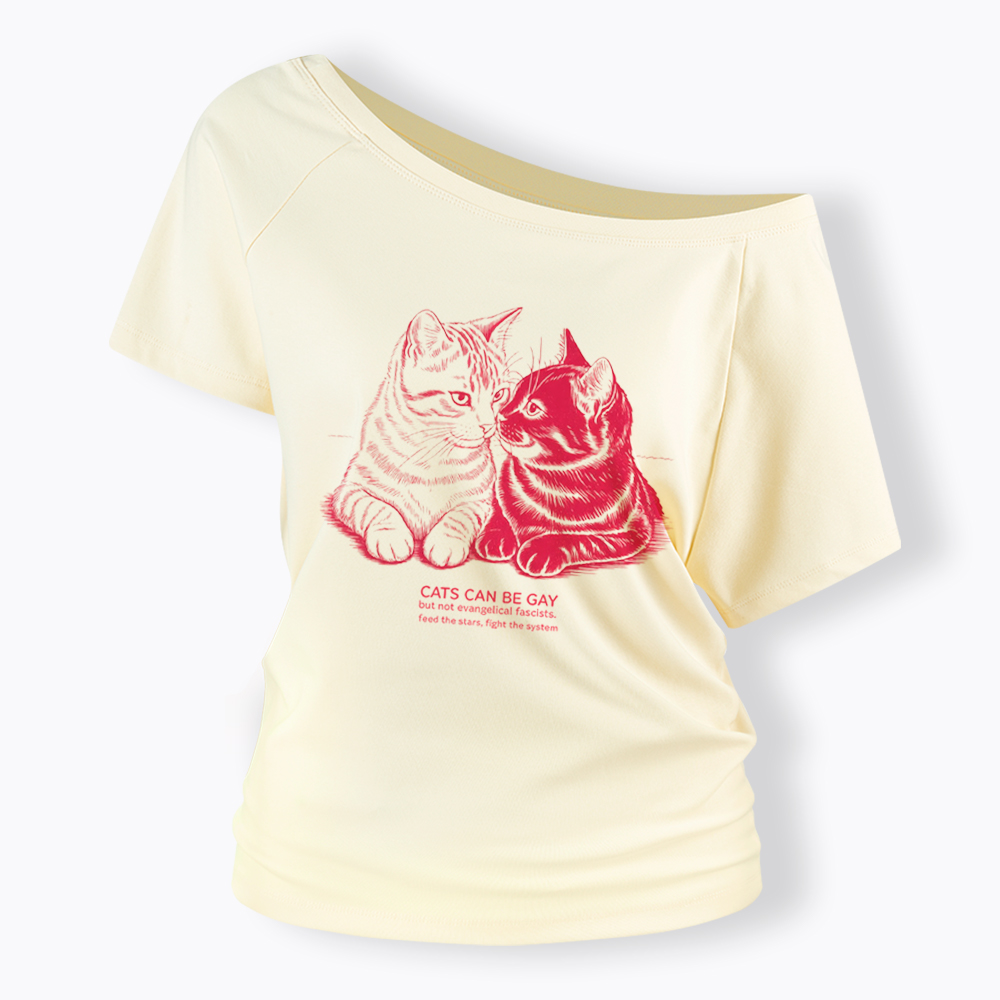 Cat Can Be Gay Off Shoulder T-Shirt