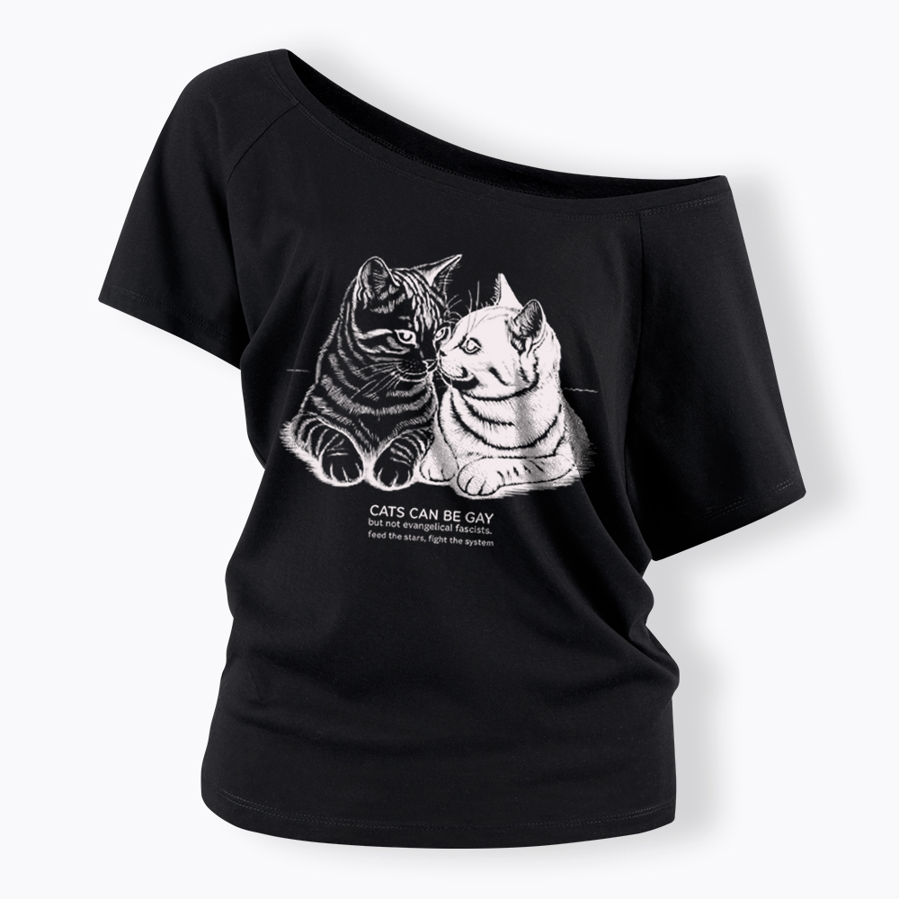 Cat Can Be Gay Off Shoulder T-Shirt