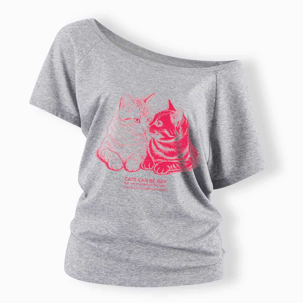 Cat Can Be Gay Off Shoulder T-Shirt