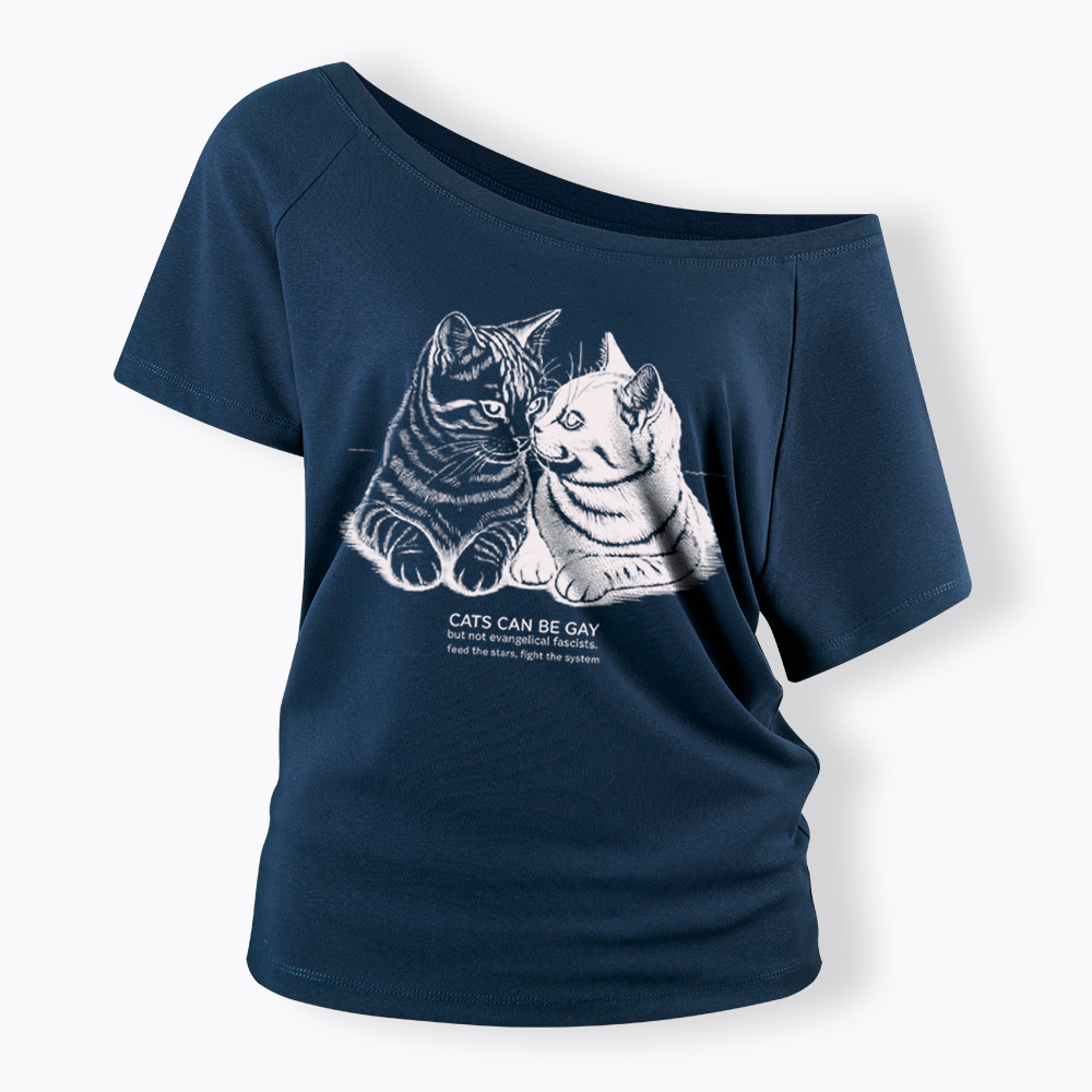 Cat Can Be Gay Off Shoulder T-Shirt