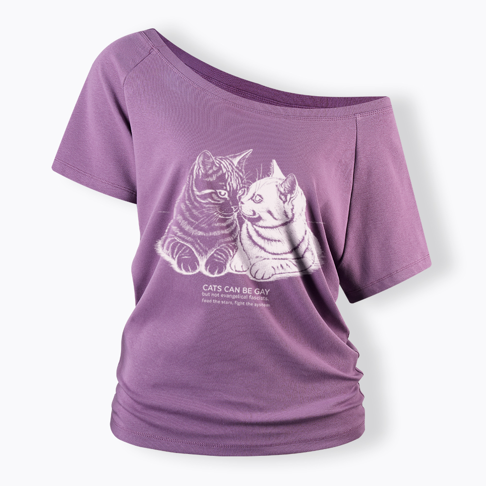 Cat Can Be Gay Off Shoulder T-Shirt