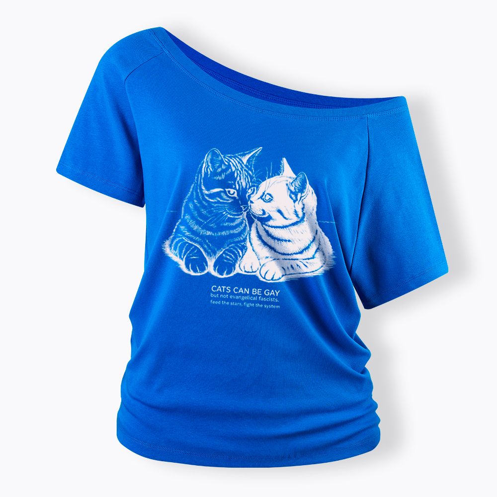 Cat Can Be Gay Off Shoulder T-Shirt