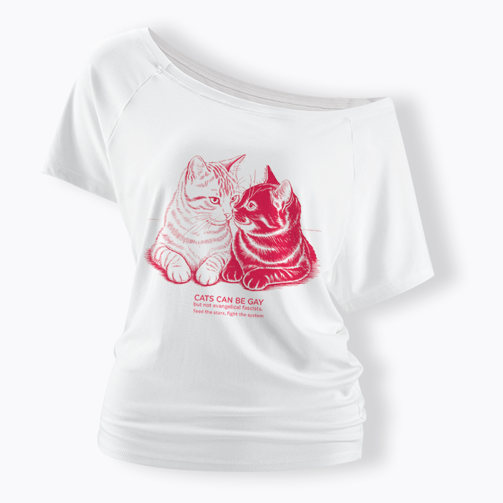Cat Can Be Gay Off Shoulder T-Shirt