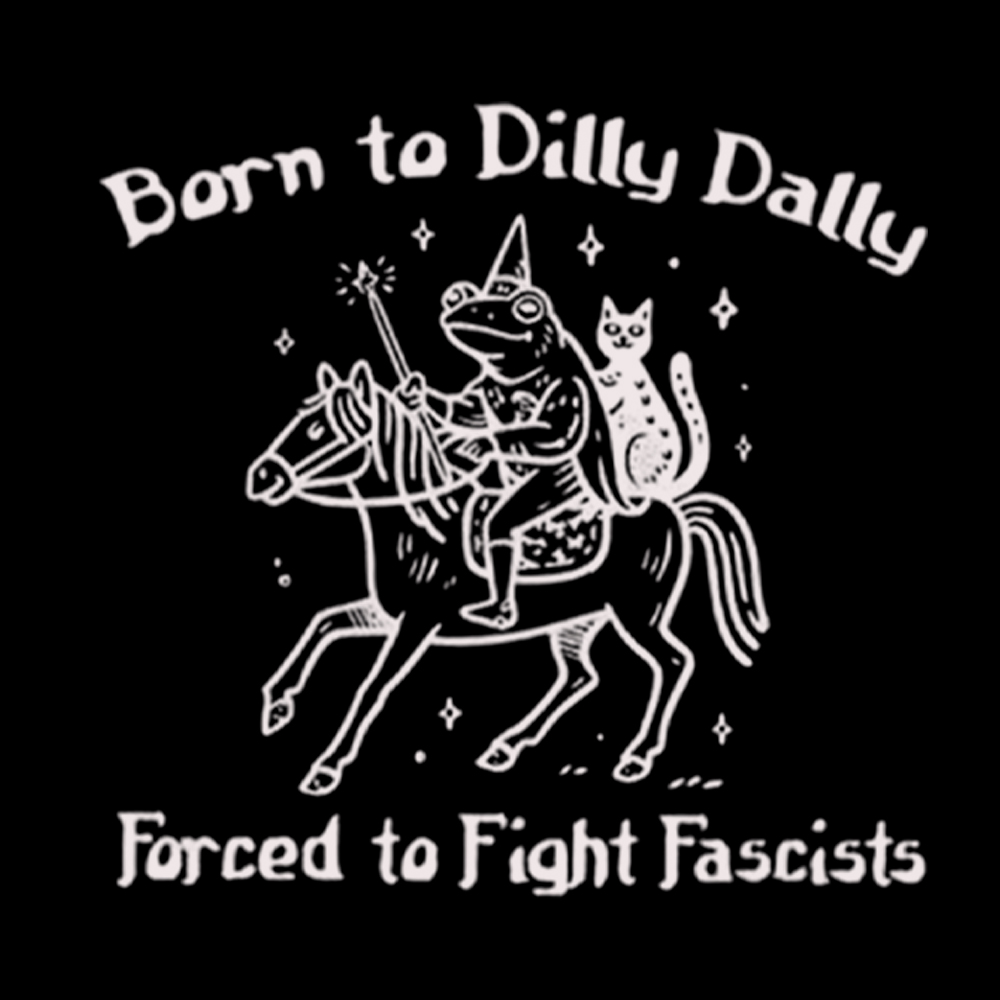 Born to Dilly Dally Funny Medieval Frog Off Shoulder T-Shirt