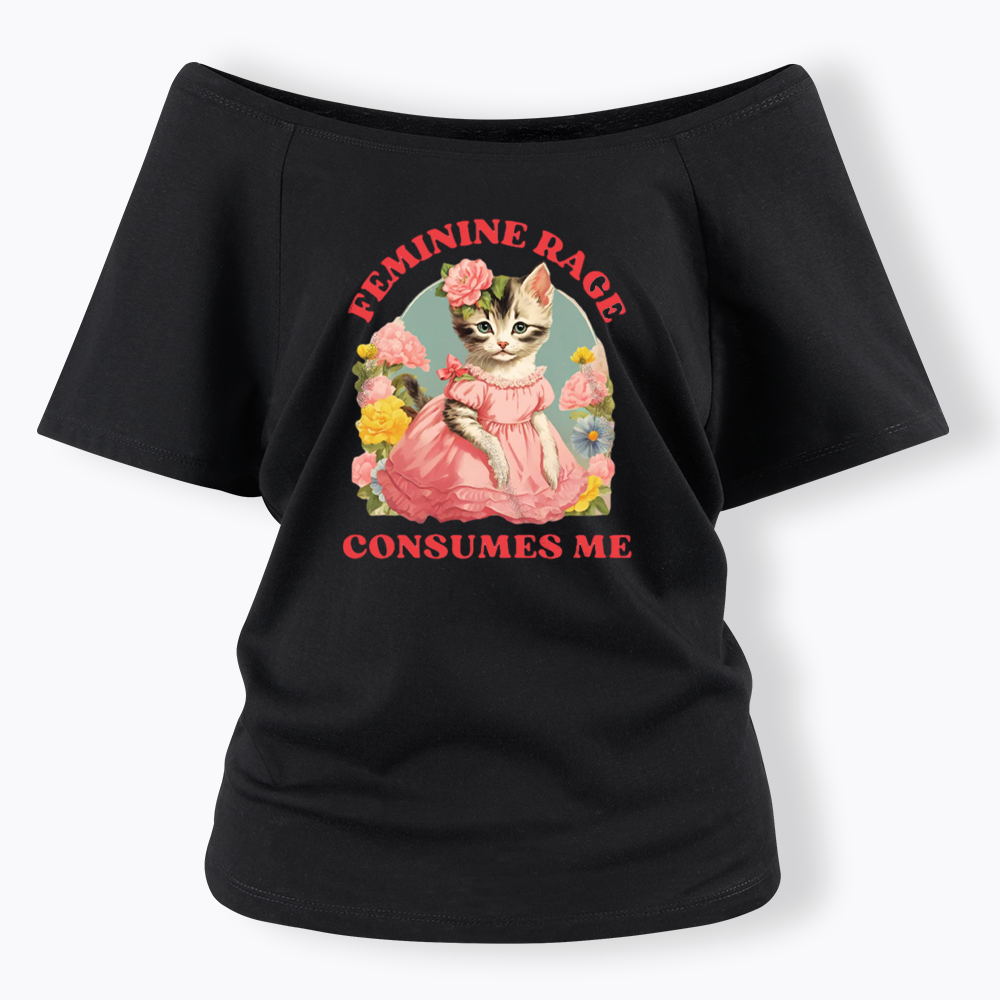 Feminine Rage Off Shoulder T-shirt