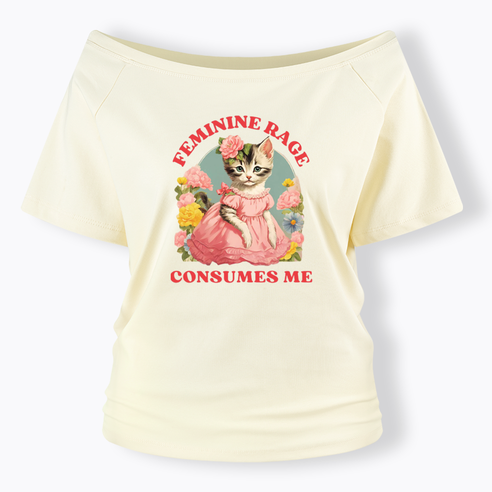 Feminine Rage Off Shoulder T-shirt