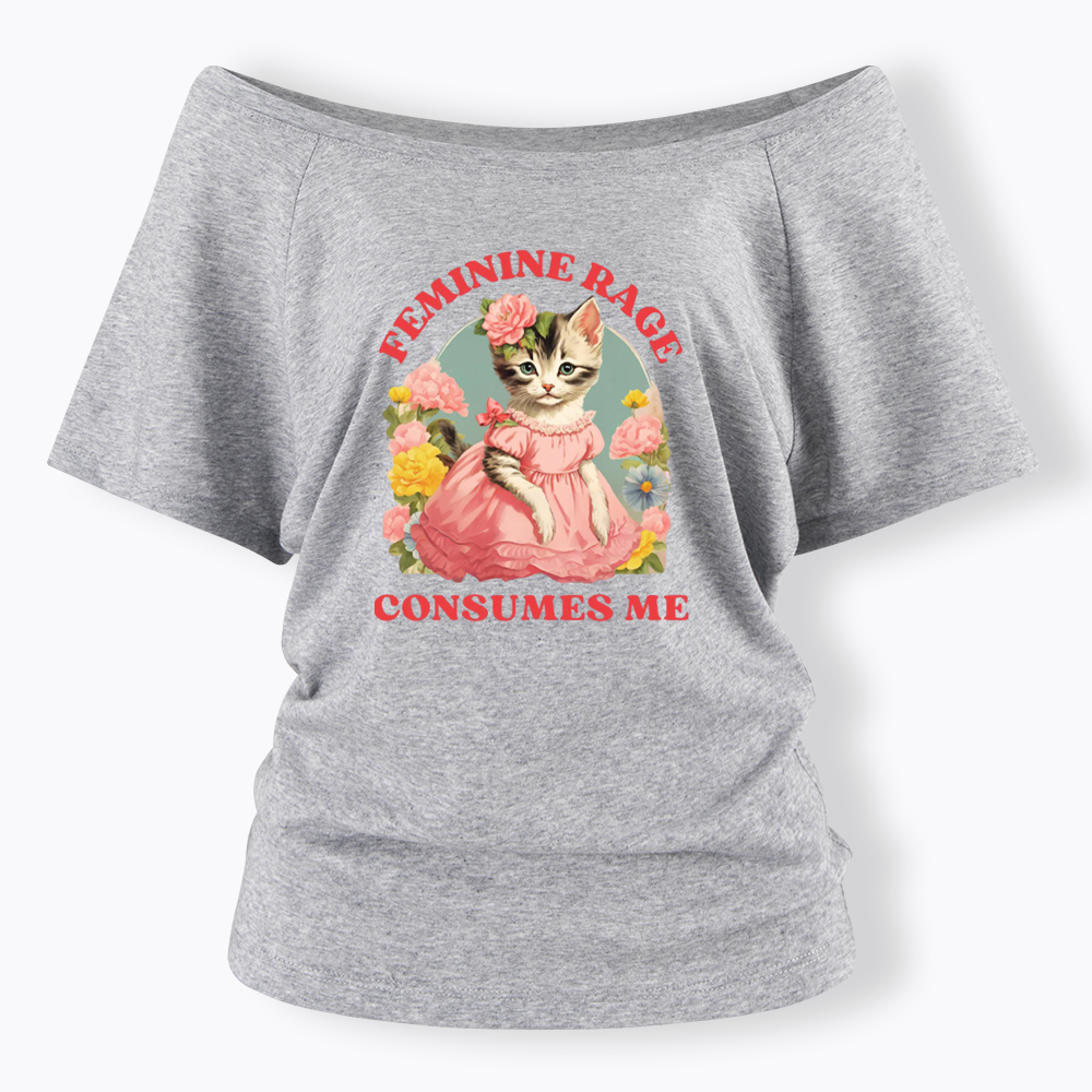 Feminine Rage Off Shoulder T-shirt