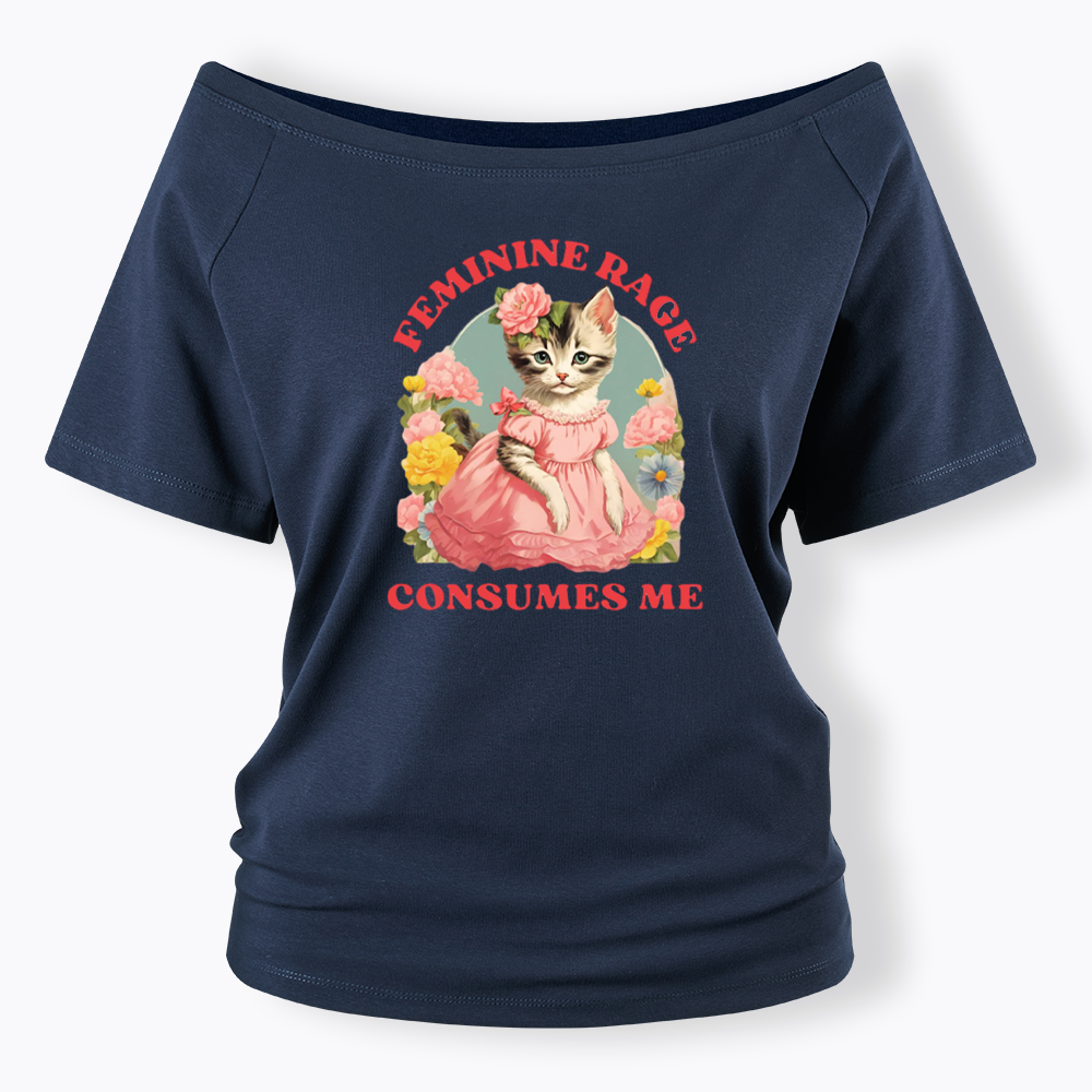 Feminine Rage Off Shoulder T-shirt