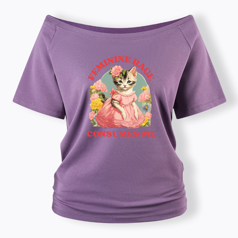 Feminine Rage Off Shoulder T-shirt