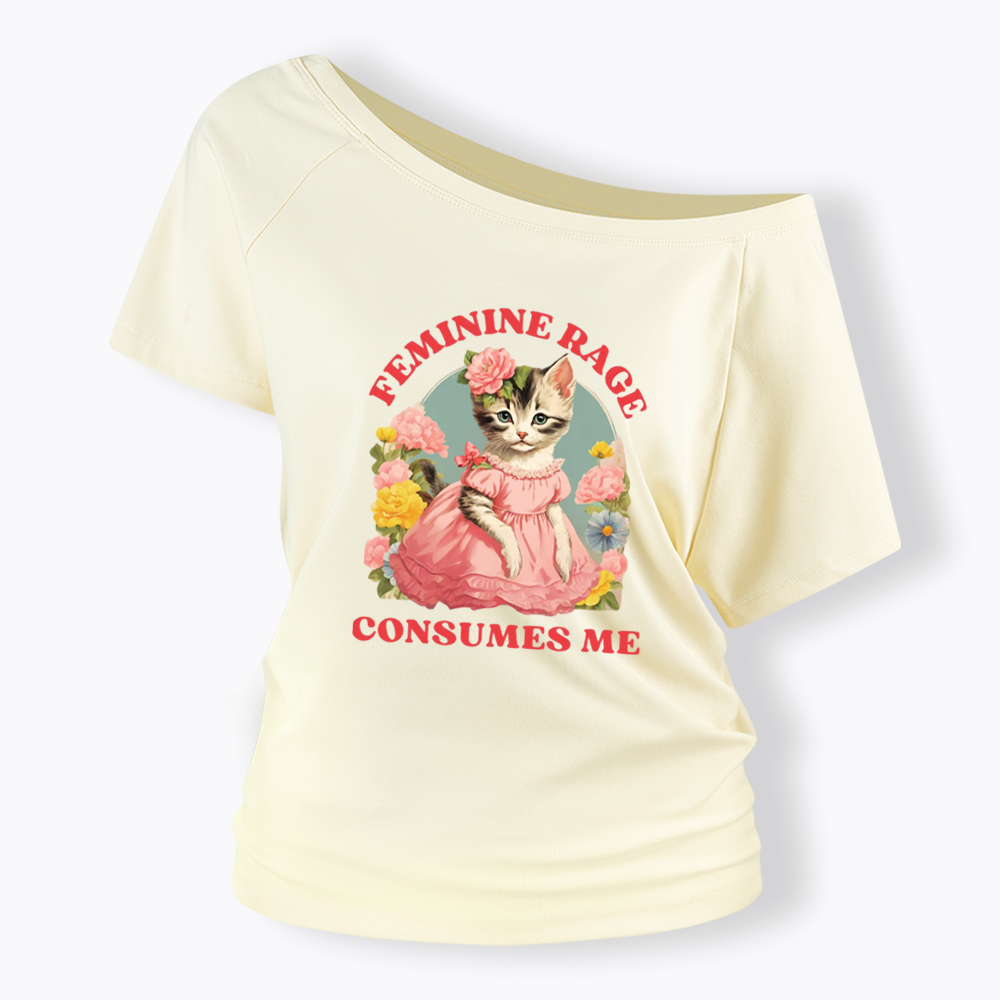 Feminine Rage Off Shoulder T-shirt
