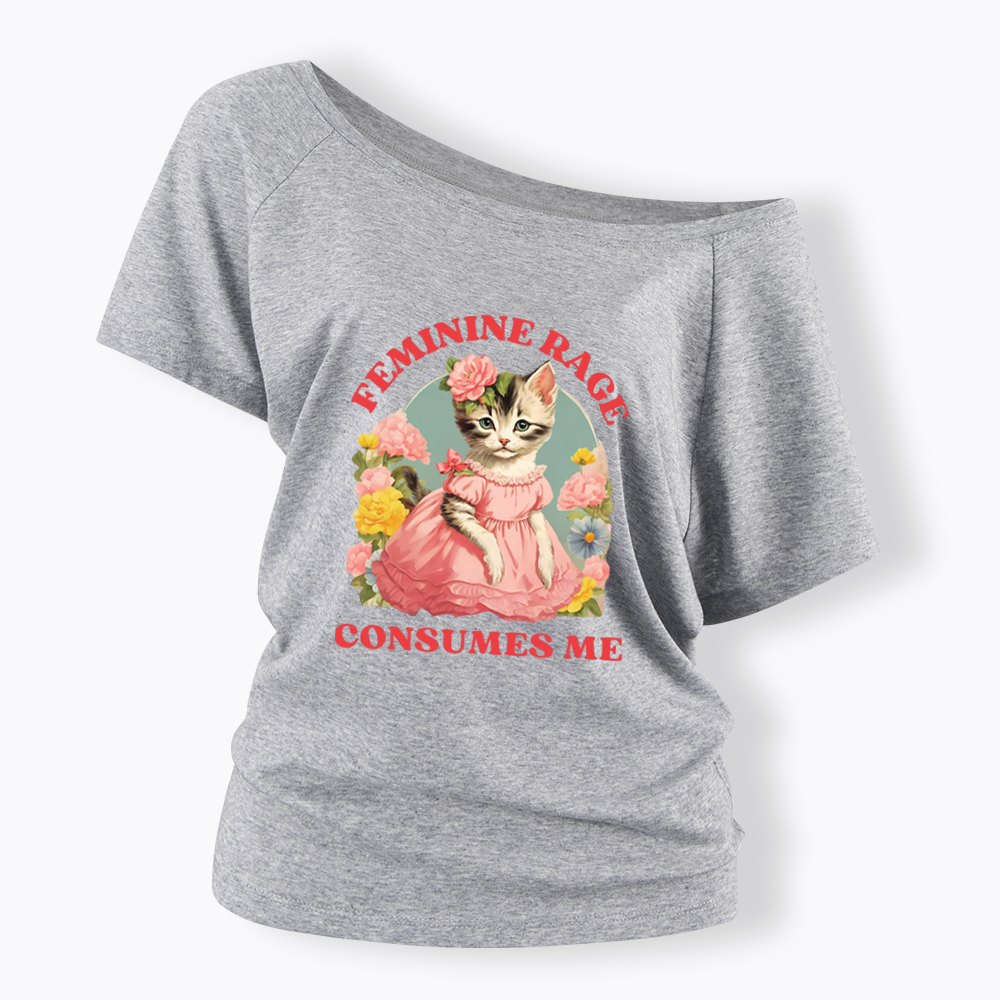 Feminine Rage Off Shoulder T-shirt