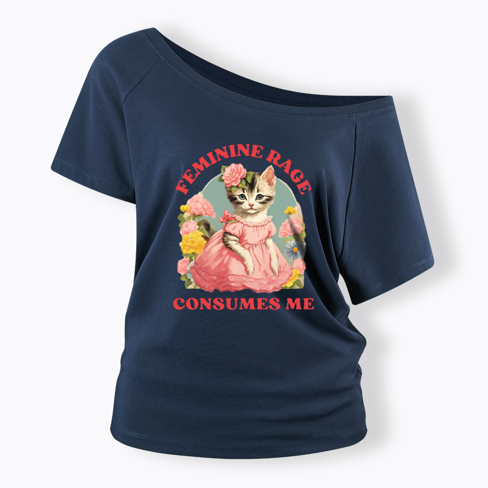 Feminine Rage Off Shoulder T-shirt