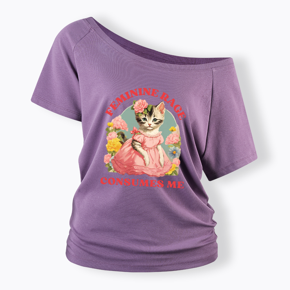 Feminine Rage Off Shoulder T-shirt
