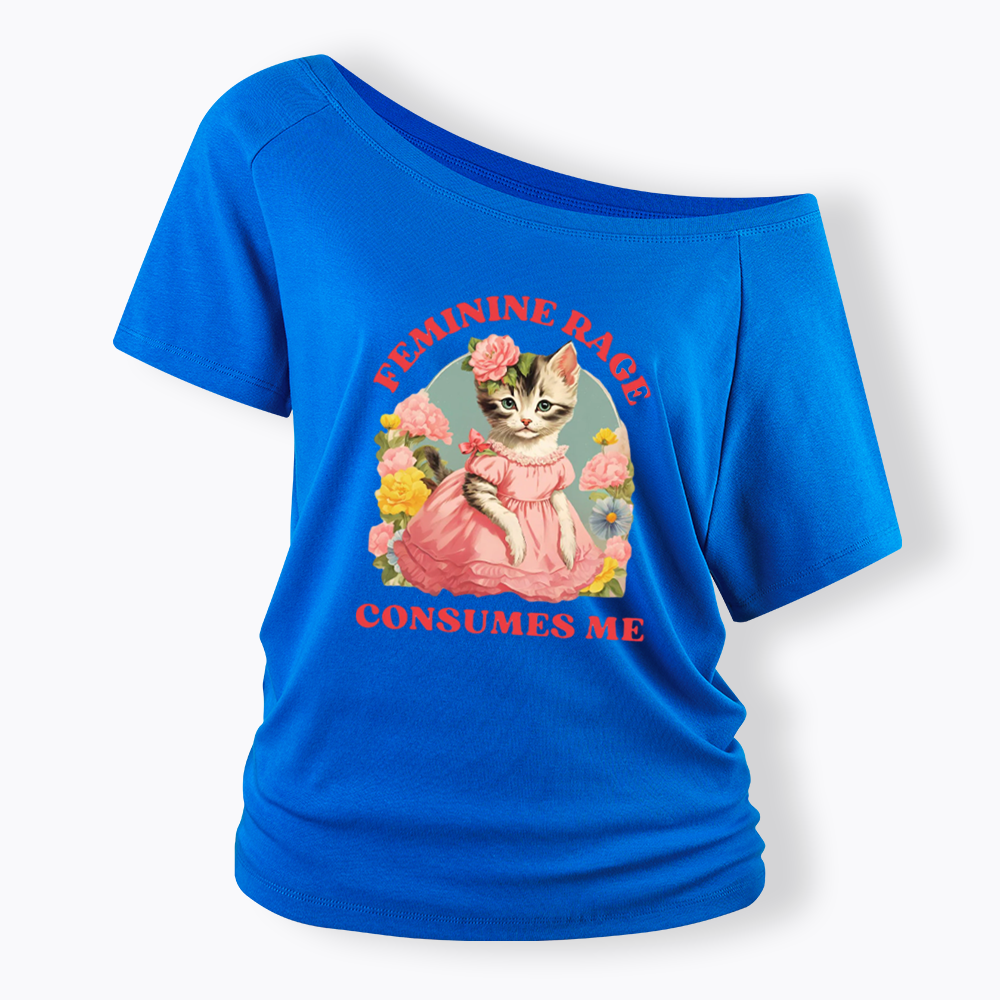 Feminine Rage Off Shoulder T-shirt