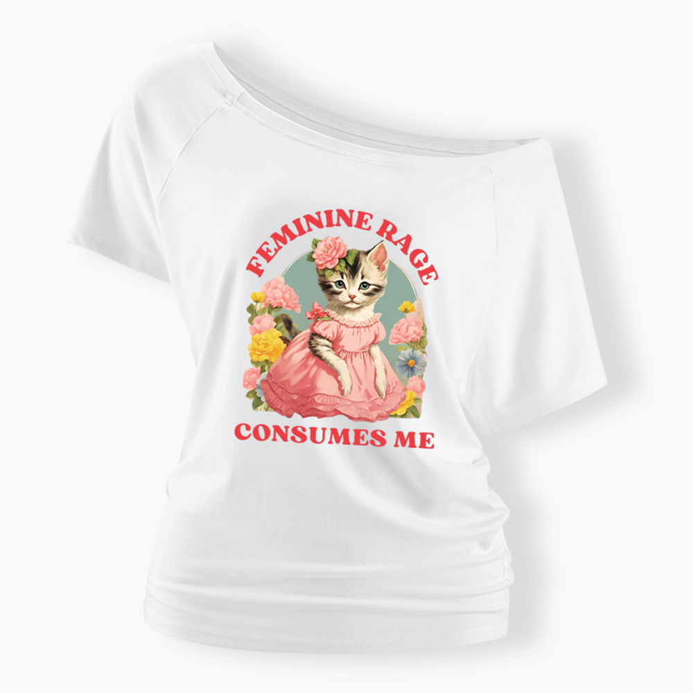 Feminine Rage Off Shoulder T-shirt