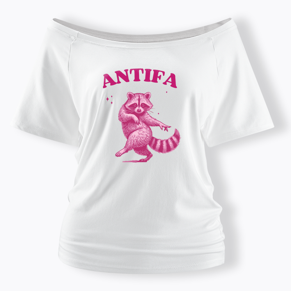 Raccoon Meme Off Shoulder T-shirt