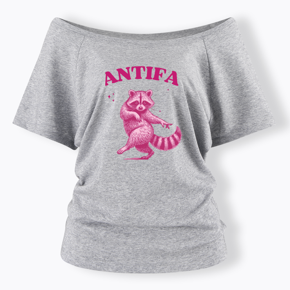 Raccoon Meme Off Shoulder T-shirt