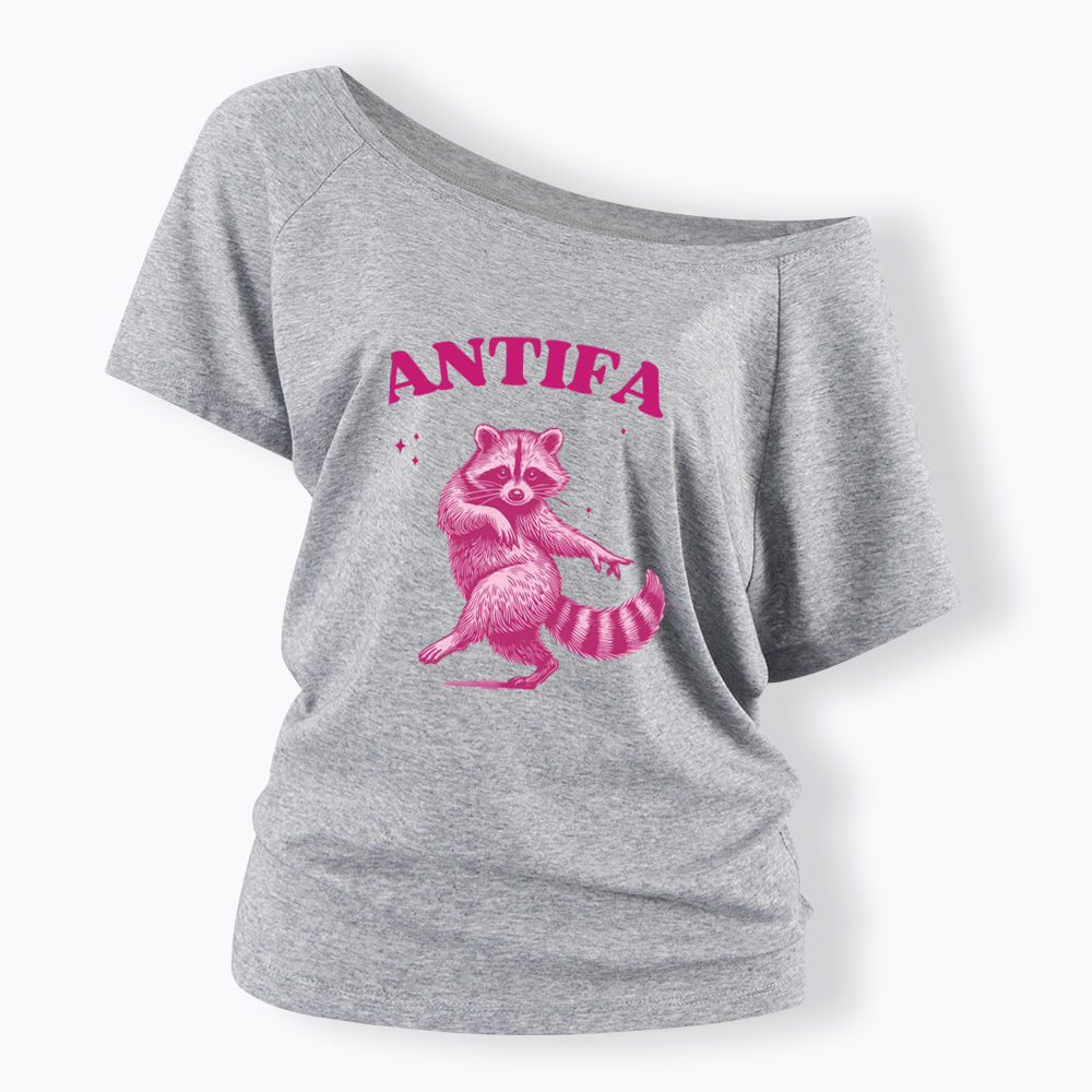 Raccoon Meme Off Shoulder T-shirt