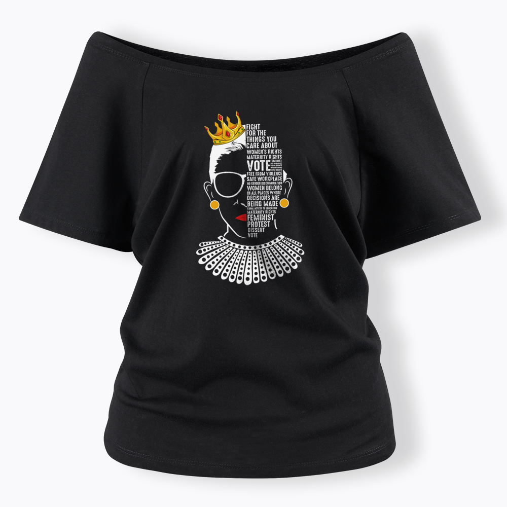 Queen Crown RBG Off Shoulder T-shirt
